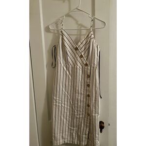 Forever 21 Striped Asymmetrical Button-Front Cami Dress